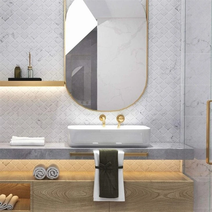 Lantern/ Arabesque White Marble Mosaic Tile best
