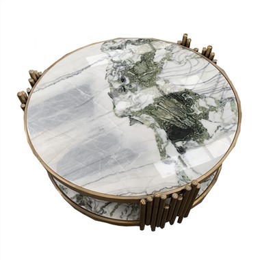 Modernas zaļas dabīgā marmora galda virsmas